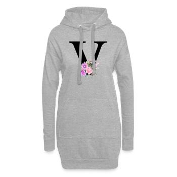 Lila floraler V-Buchstabe - Hoodie-Kleid - Grau meliert - Vorne