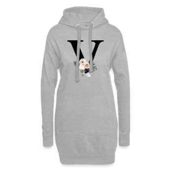 Tropischer floraler V-Buchstabe - Hoodie-Kleid - Grau meliert - Vorne