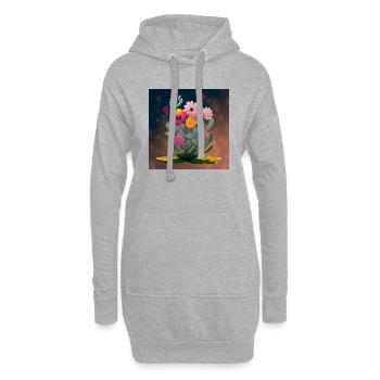 Psychedelische Blumenpracht der Hippie-Ära - Hoodie-Kleid - Grau meliert - Vorne
