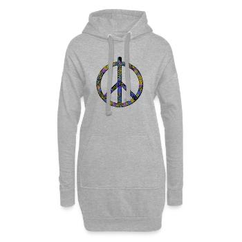 Abstrakte Harmonie: Gelb-Blauer Friedensrausch - Hoodie-Kleid - Grau meliert - Vorne