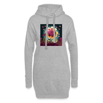 Bunte Freiheit: Hippie Blume - Hoodie-Kleid - Grau meliert - Vorne