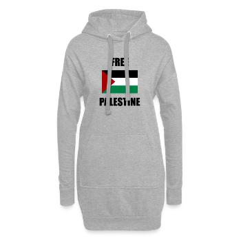 Palestine libre - Sweat-shirt à capuche long Femme - gris chiné - Devant