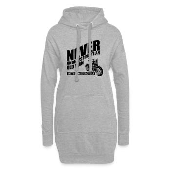 Lustiger Motorrad Spruch - Hoodie-Kleid - Grau meliert - Vorne