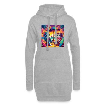 Gato Loco Chillende Katzen am Strand Beach Chill - Hoodie-Kleid - Grau meliert - Vorne