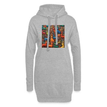 Surreal Pop Animals 10 - Hoodie Dress - heather grey - Front