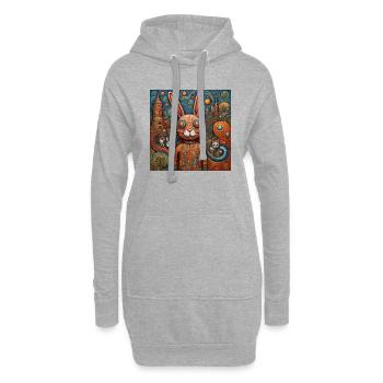 Surreal Pop Animals 9 Rabbit - Sweat-shirt à capuche long Femme - gris chiné - Devant