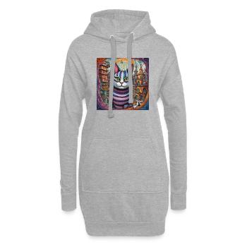 Surreale Pop-Tiere 8 Katze - Hoodie-Kleid - Grau meliert - Vorne