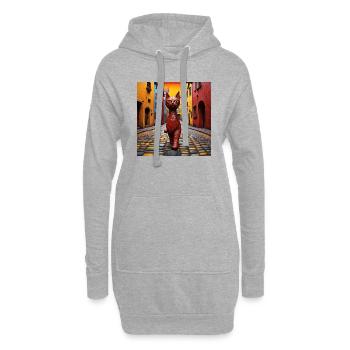 Surreale Pop-Tiere 7 Katze - Hoodie-Kleid - Grau meliert - Vorne
