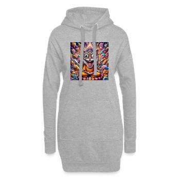 Gato Loco Crazy Meditation Cat Crazy YogaCat - Sweat-shirt à capuche long Femme - gris chiné - Devant