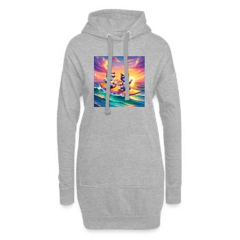 Gato Loco SurfingCat Surfende Katzen Surfboard Cat - Hoodie-Kleid - Grau meliert - Vorne