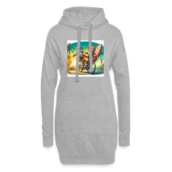 Gato Loco Surfing Cat Surfer Feunde Fahrrad Cool - Hoodie-Kleid - Grau meliert - Vorne