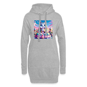 Gato Loco Méditation Yoga Yogi Cat Lotus Position Chat - Sweat-shirt à capuche long Femme - gris chiné - Devant