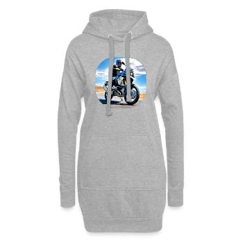 Motorrad unter blauem Himmel - Hoodie-Kleid - Grau meliert - Vorne