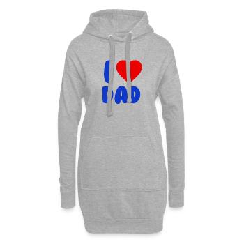 J’AIME PAPA Bleu Rouge - Sweat-shirt à capuche long Femme - gris chiné - Devant