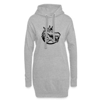 Crocodile sur l’endroit avec couronne - Sweat-shirt à capuche long Femme - gris chiné - Devant