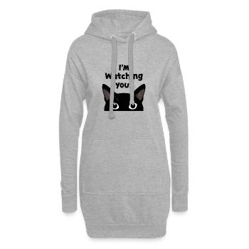 Schwarze Katze Geschenk - Lustig und einzigartig - Hoodie-Kleid - Grau meliert - Vorne