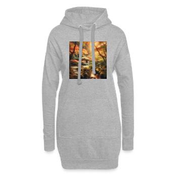 Japon Vintage Bach Garden Teahouse - Sweat-shirt à capuche long Femme - gris chiné - Devant