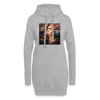 Japon Vintage Moss Stone Path - Sweat-shirt à capuche long Femme - gris chiné - Devant