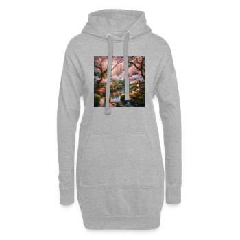 Jardin vintage du Japon - Sweat-shirt à capuche long Femme - gris chiné - Devant