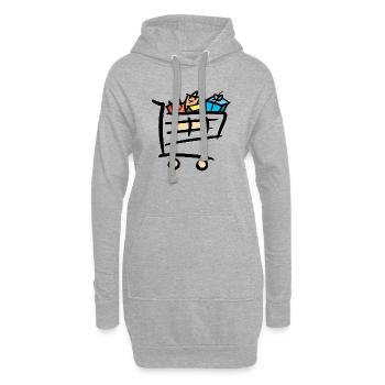 Voller Einkaufswagen Einkaufstaschen Geschenke - Hoodie-Kleid - Grau meliert - Vorne