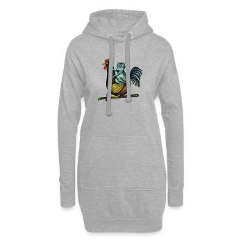 Lustige Tiere Katze auf Huhn Sommer Bauernhof - Hoodie-Kleid - Grau meliert - Vorne
