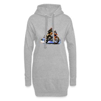 Biker auf orangen Motorrad - Hoodie-Kleid - Grau meliert - Vorne