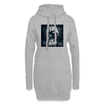 Stop Gewalt oder ich hau dir in die XXX - Hoodie-Kleid - Grau meliert - Vorne