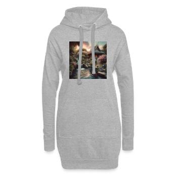 Japan Vintage Wasserfall Garten - Hoodie-Kleid - Grau meliert - Vorne