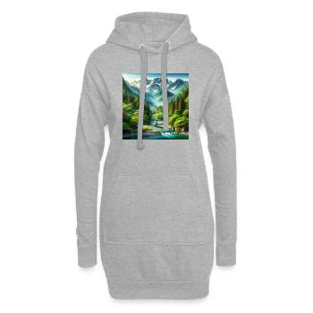 Japon Vintage Nature - Sweat-shirt à capuche long Femme - gris chiné - Devant