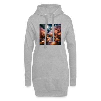 Japon Vintage Zen Garden Cherry Blossom Night - Sweat-shirt à capuche long Femme - gris chiné - Devant
