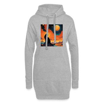Illustration de chat noir assis - Sweat-shirt à capuche long Femme - gris chiné - Devant