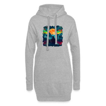 Père et fils regardant la lune - Sweat-shirt à capuche long Femme - gris chiné - Devant