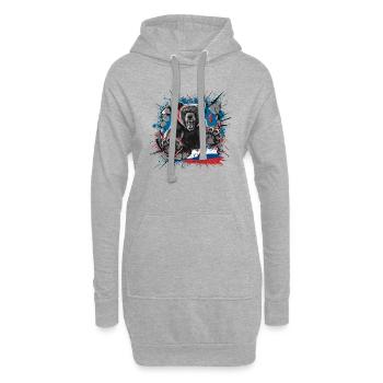 Bär mit russischer Flagge - Hoodie-Kleid - Grau meliert - Vorne