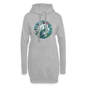 Paon vintage - Sweat-shirt à capuche long Femme - gris chiné - Devant