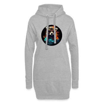 Stylischer Waschbär - Hoodie-Kleid - Grau meliert - Vorne