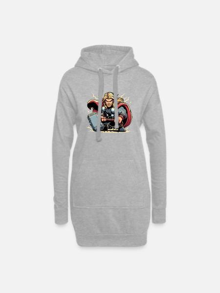 Super Hero - Hoodie Dress - heather grey
