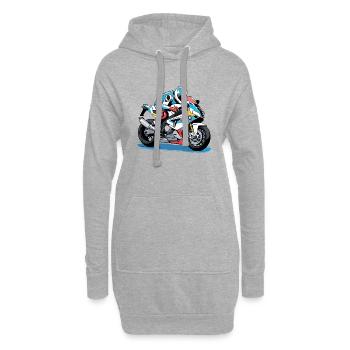 Motorradfahrer Superbike - Hoodie-Kleid - Grau meliert - Vorne