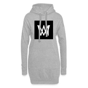 Mon logo - Sweat-shirt à capuche long Femme - gris chiné - Devant