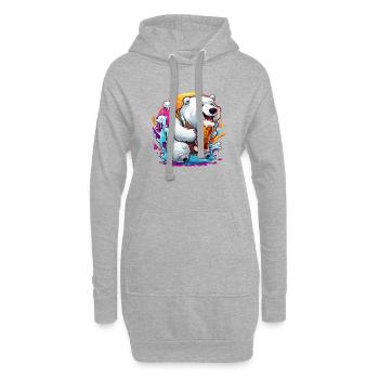 Ours polaire / Animal / Norpol / hiver / enfantin / mignon - Sweat-shirt à capuche long Femme - gris chiné - Devant