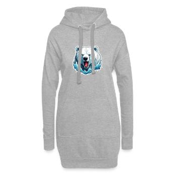 Eisbär / Tier / Norpol / Winter / Kindlich / süß - Hoodie-Kleid - Grau meliert - Vorne