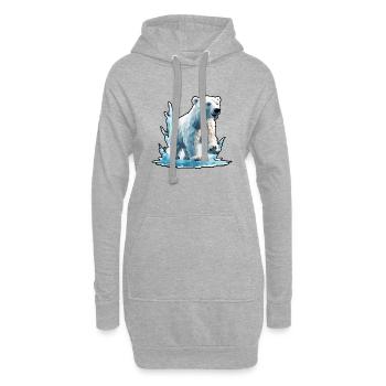Ours polaire / Animal / Norpol / hiver / enfantin / mignon - Sweat-shirt à capuche long Femme - gris chiné - Devant