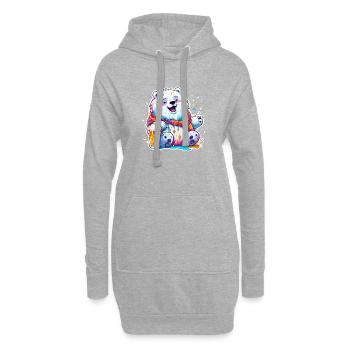 Ours polaire / Animal / Norpol / hiver / enfantin / mignon - Sweat-shirt à capuche long Femme - gris chiné - Devant