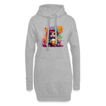 Poupée d’horreur / Halloween / Effrayant / Sombre - Sweat-shirt à capuche long Femme - gris chiné - Devant