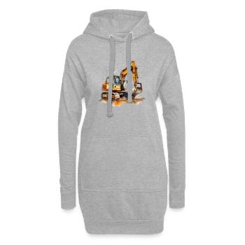 Bagger für Baustellen - Hoodie-Kleid - Grau meliert - Vorne
