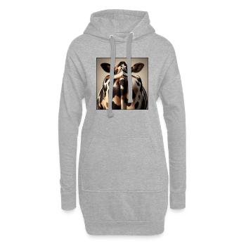 Kuh von hinten - Hoodie-Kleid - Grau meliert - Vorne