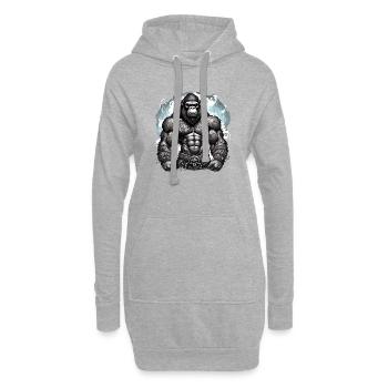 Tatouage / Animal / Art / Cool / Bande dessinée / Gorille - Sweat-shirt à capuche long Femme - gris chiné - Devant