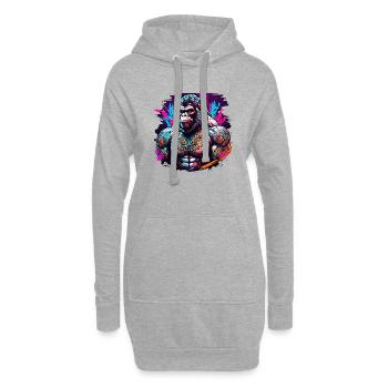 Tatouage / Animal / Art / Cool / Bande dessinée / Gorille - Sweat-shirt à capuche long Femme - gris chiné - Devant