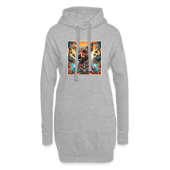 Tatouage / Animal / Art / Cool / Bande dessinée / Chien - Sweat-shirt à capuche long Femme - gris chiné - Devant