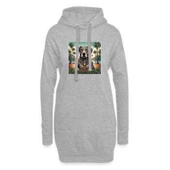 Tatouage / Animal / Art / Cool / Bande dessinée / Chien - Sweat-shirt à capuche long Femme - gris chiné - Devant