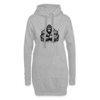 Tatouage / Animal / Art / Cool / Bande dessinée / Gorille - Sweat-shirt à capuche long Femme - gris chiné - Devant